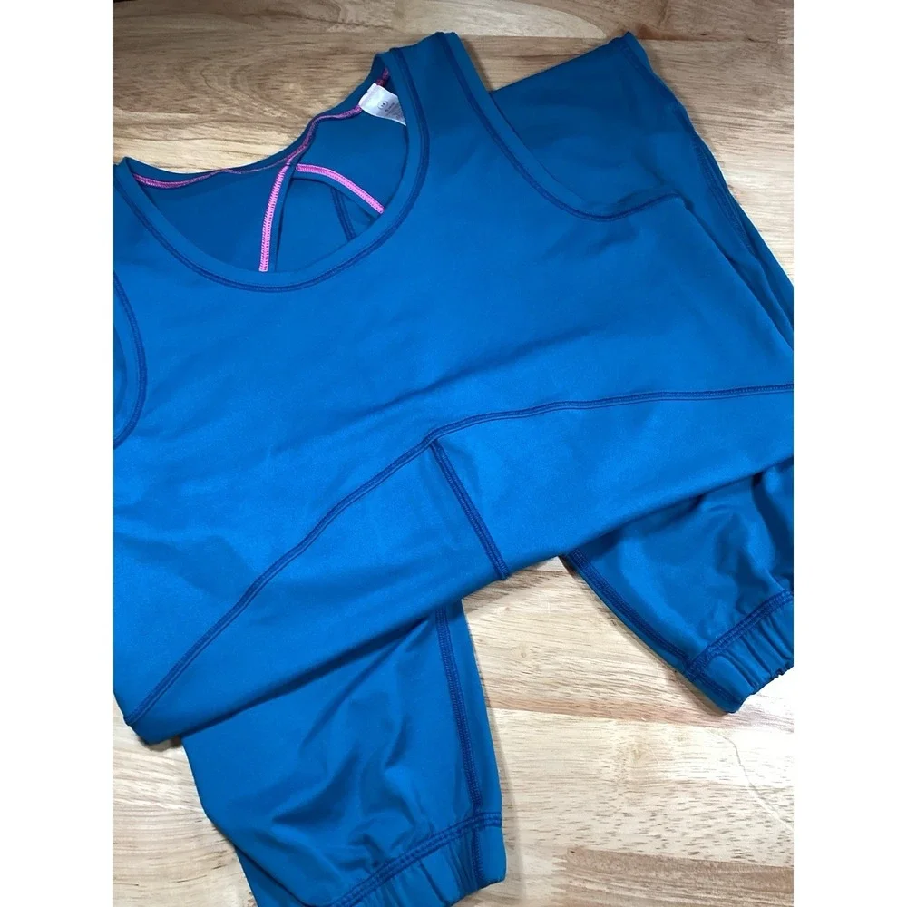 Girls  Ivivva by Lululemon racerback jumpsuit Dance Gymnastics- Teal- 14
